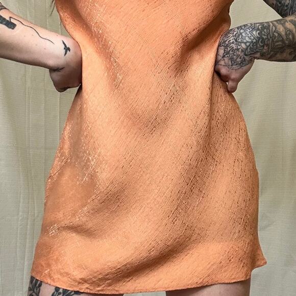 August Silk Intimates Peach Patterned Slip Dress Size Small - Picture 3 of 8